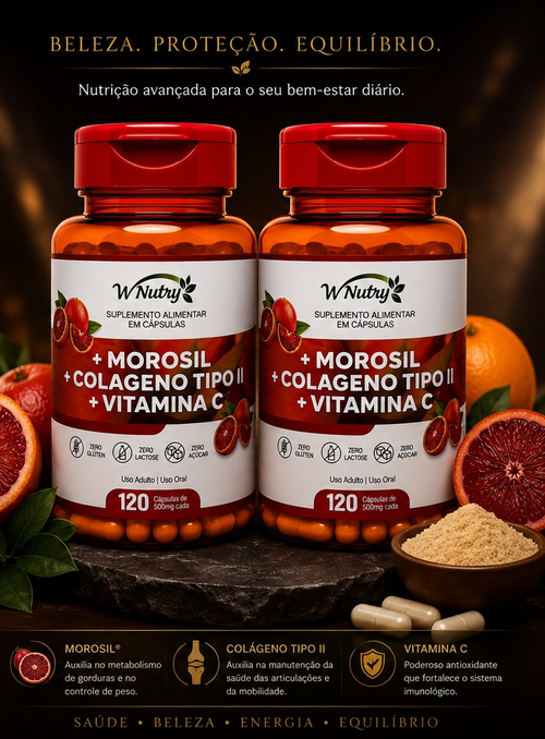 2 Suplementos Morosil + Colágeno Tipo 2 E Vitamina C Power Fit