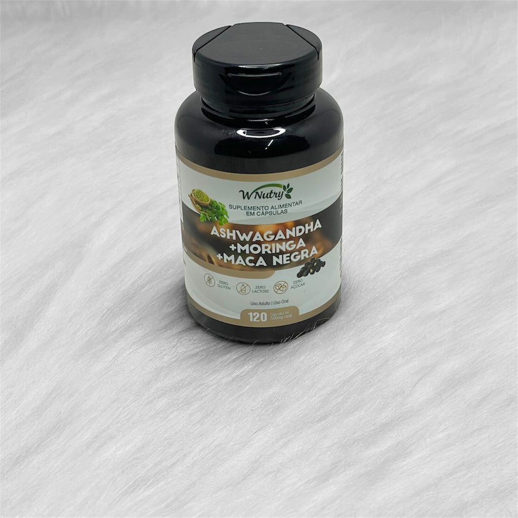 Suplemento Ashwagandha + Moringa + Maca Negra 120Caps Wnutry