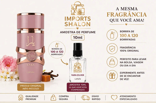 Yara Elixir 10ml Lattafa Feminino Alta Fixação Marcante