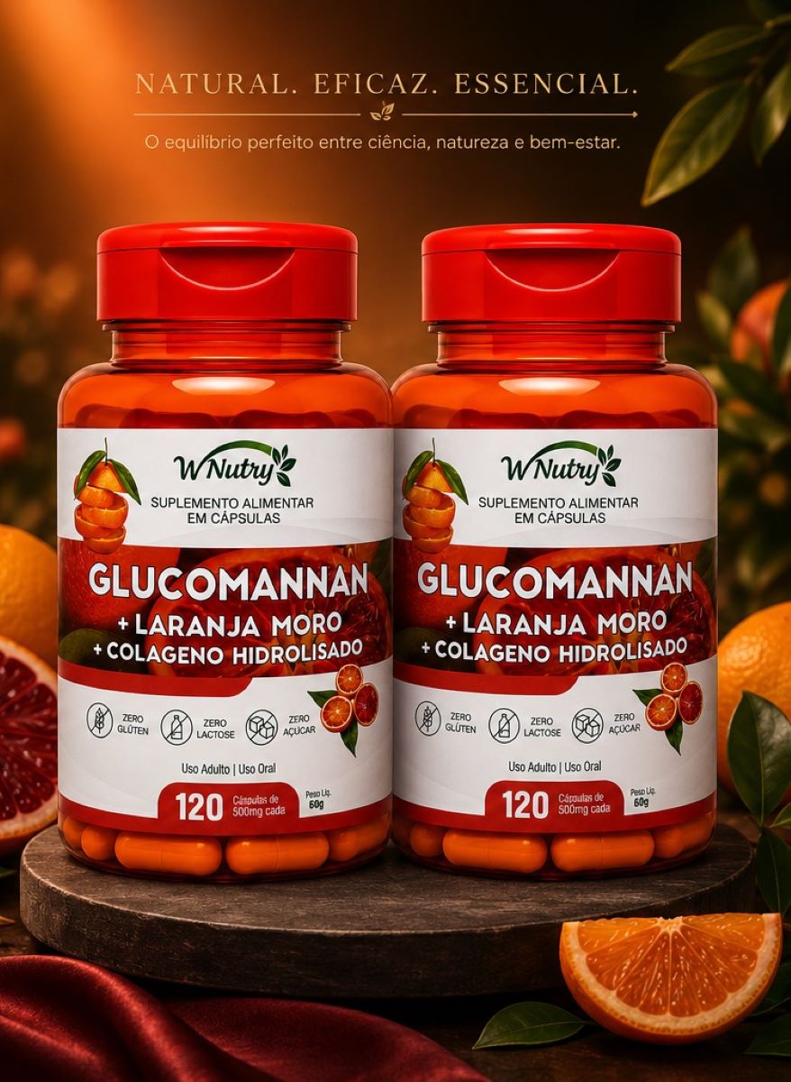 Kit com 2 Suplementos Glucomannan + Laranja Moro E Colágeno Hidrolisado