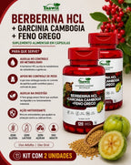 Kit De 2 Suplementos Berberina HLC + Garcinia Cambogia E Feno Grego