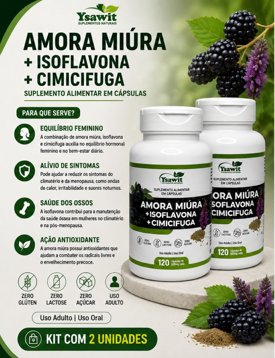 2 Suplementos Amora Miura Isoflavona Cimicífuga 2x120 Cáps