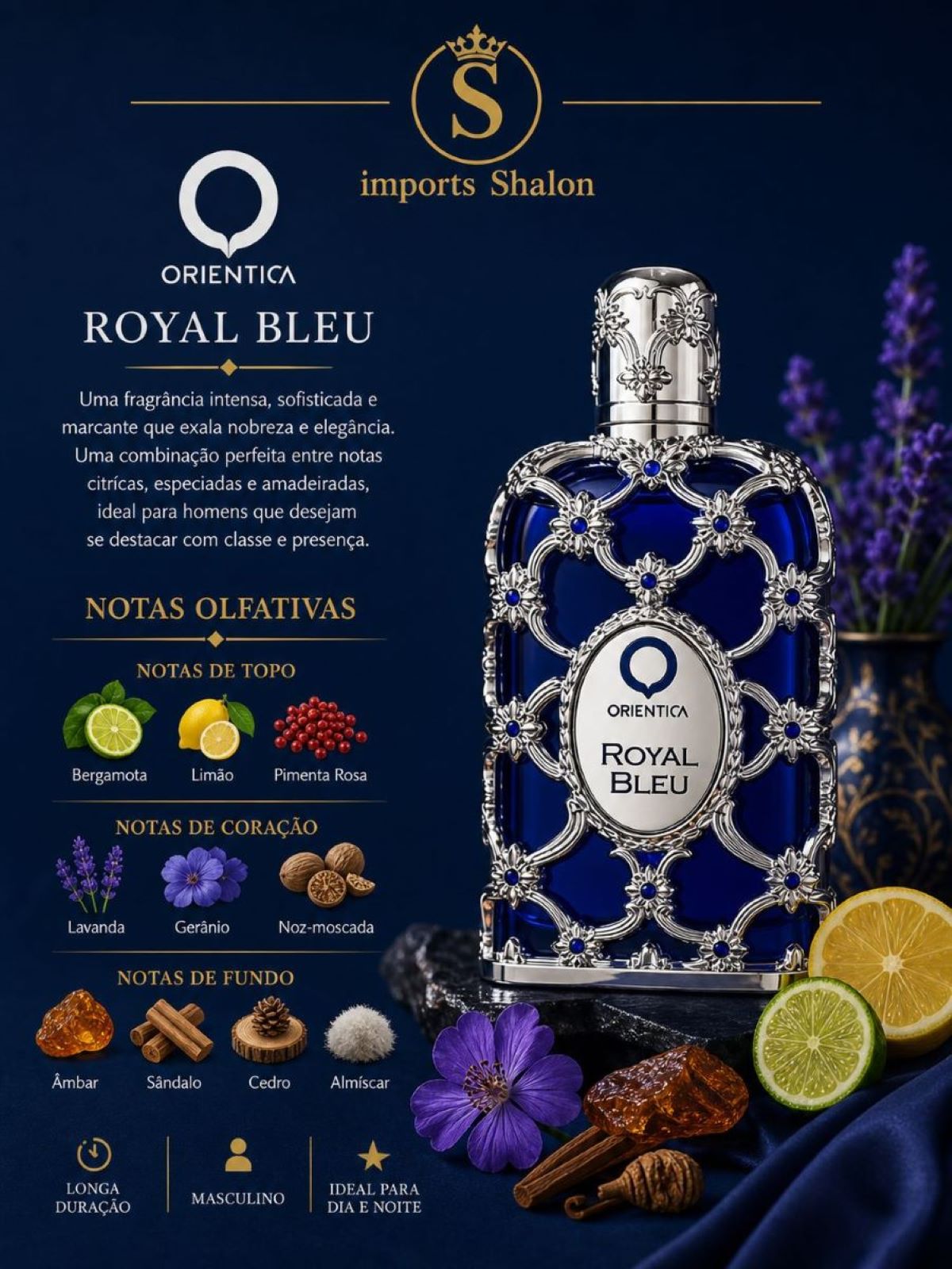 Orientica Royal Bleu Perfume Luxo Elegante Marcante