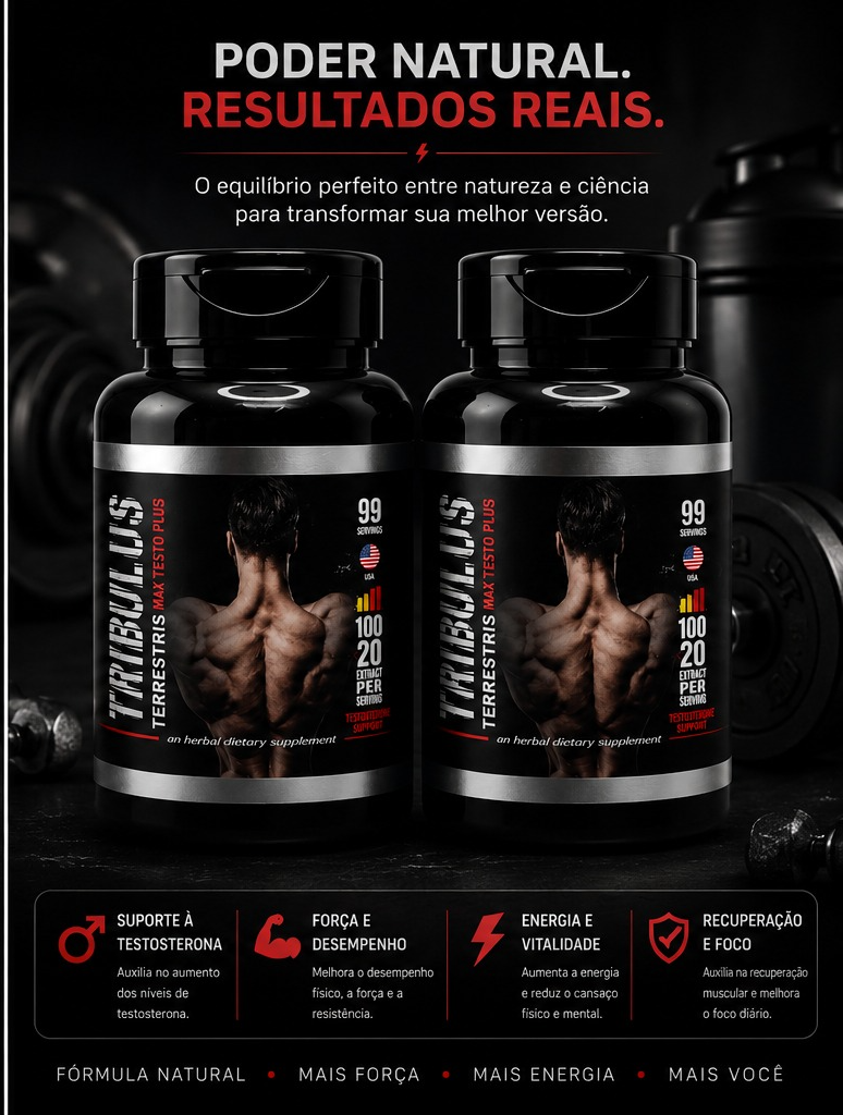 2 Suplementos Tribulus Terrestris Max Testo Plus Alta Potência