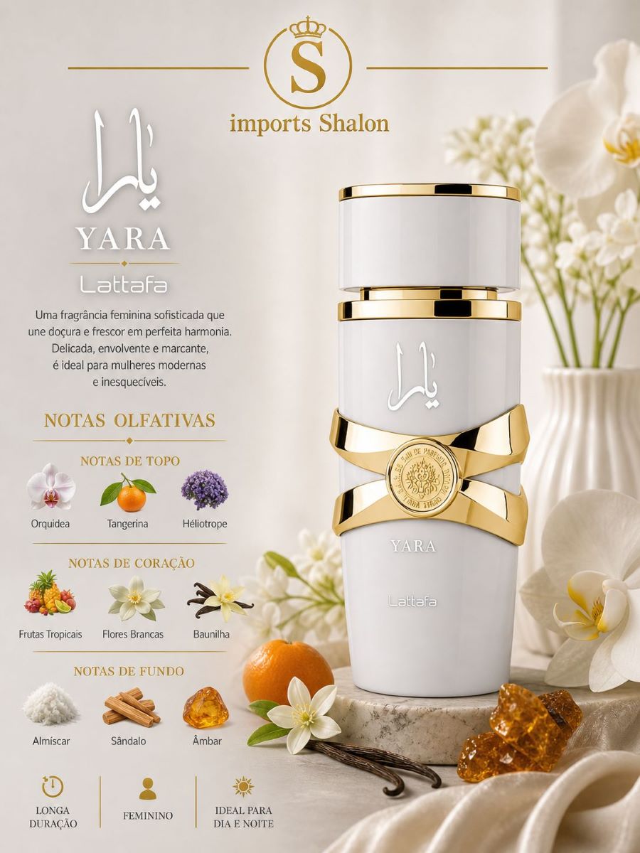 Yara Moi Branco Perfume Árabe Doce Marcante Elegante