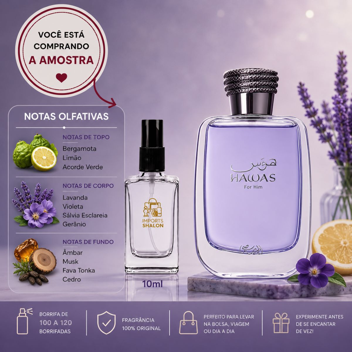 Hawas For Him 10ml Aroma Sedutor de Energia Incomparável