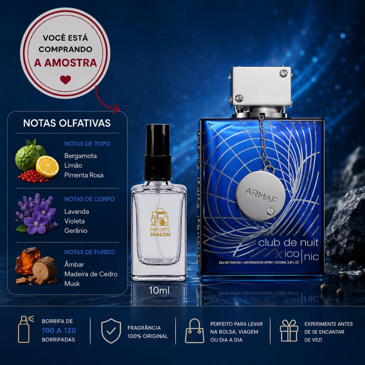 Club De Nuit Iconic 10ml Aroma Imponente de Alto Desempenho