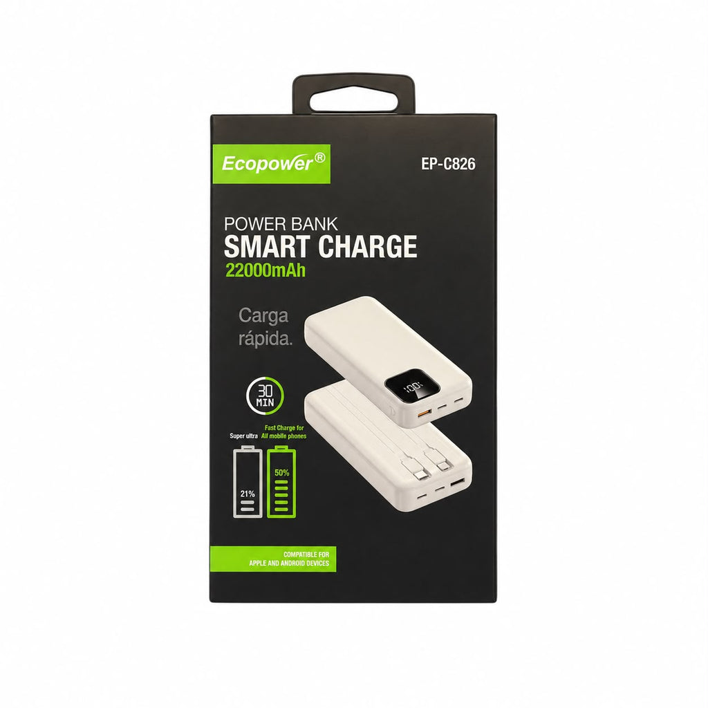 Carregador Portátil 22000mAh Compatível Com iPhone Android