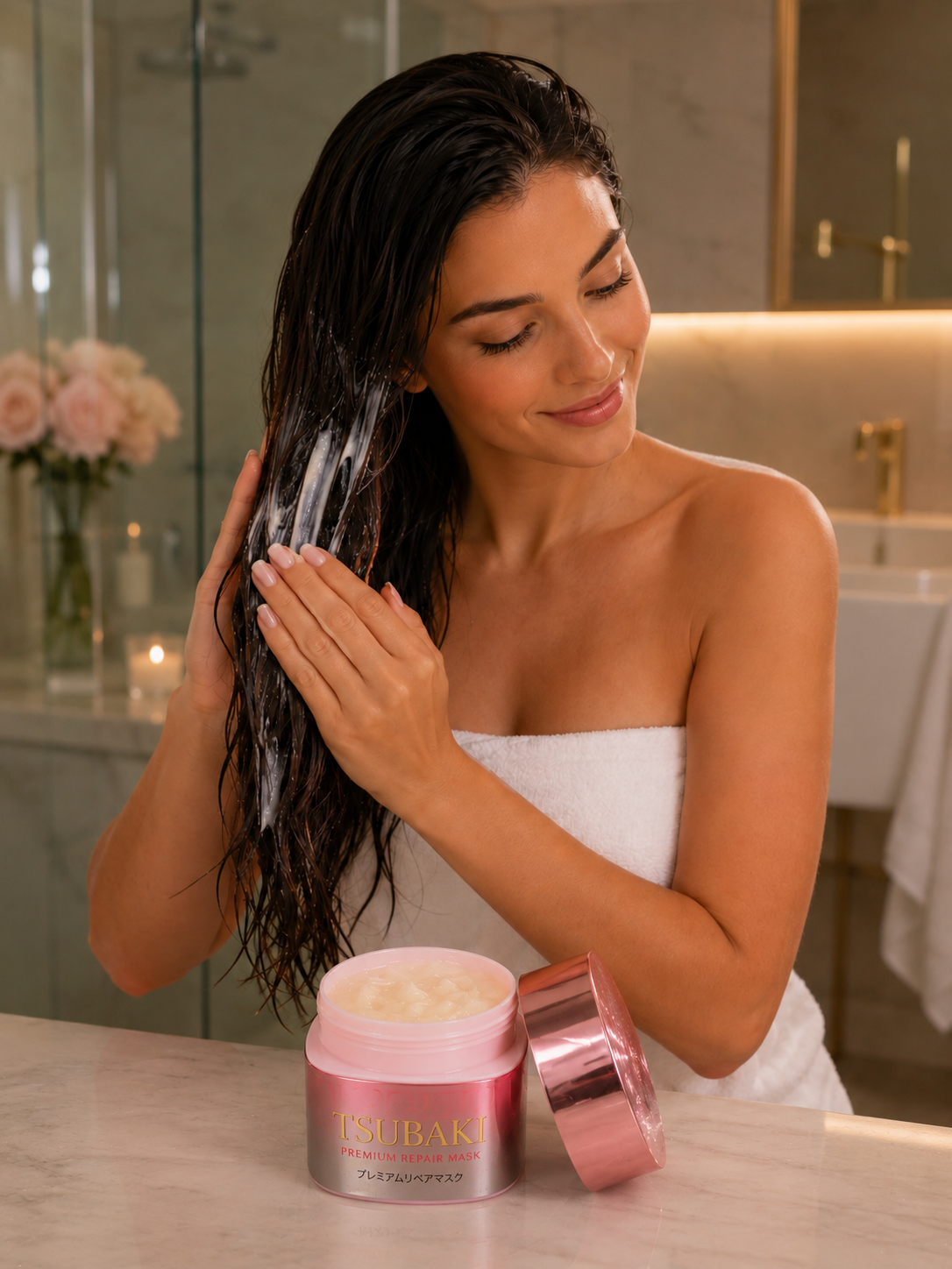 Máscara Tsubaki Pink Premium Repair Mask Capilar 180g