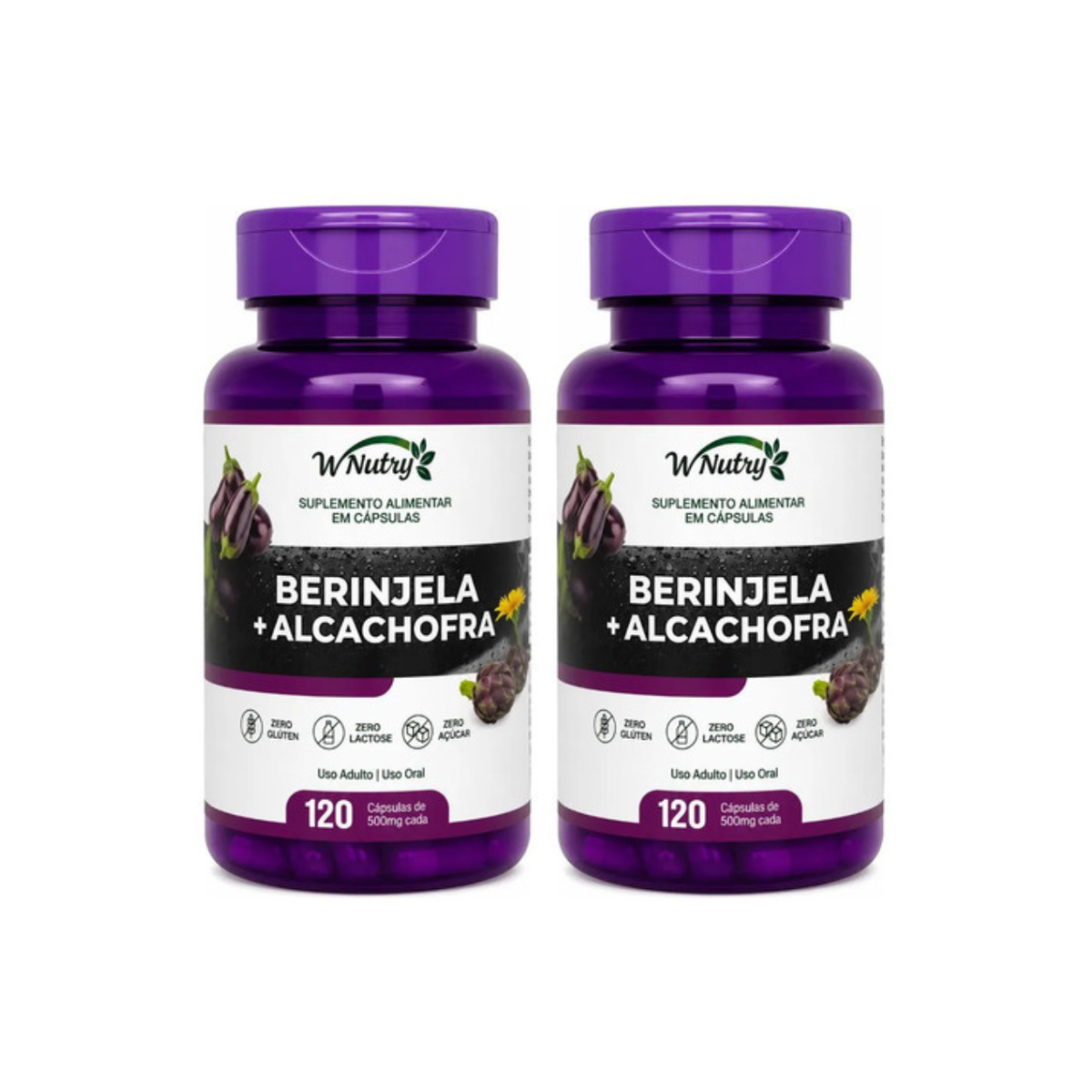 Kit Com 2 Suplementos De Berinjela + Alcachofra 120 Cápsulas