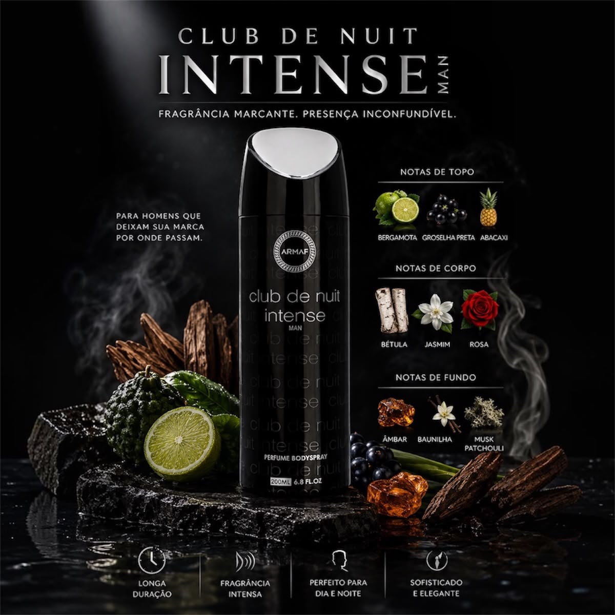 Body Spray Club De Nuit Intense Man 200ml Longa Duração