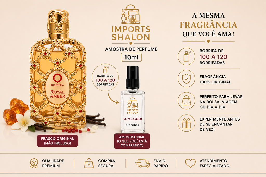 Royal Amber Orientica 10ml Fragrância Exclusiva de Alto Padrão
