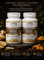 2 Suplementos Própolis Verde + Cúrcuma e Gengibre Vitamina