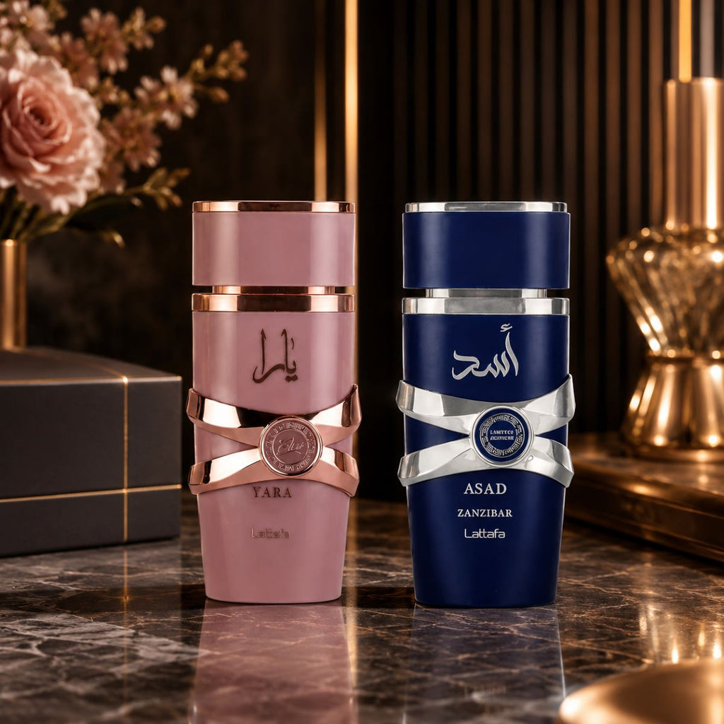 Kit Casal Asad Zanzibar + Yara Elixir Perfumes Árabes Luxo