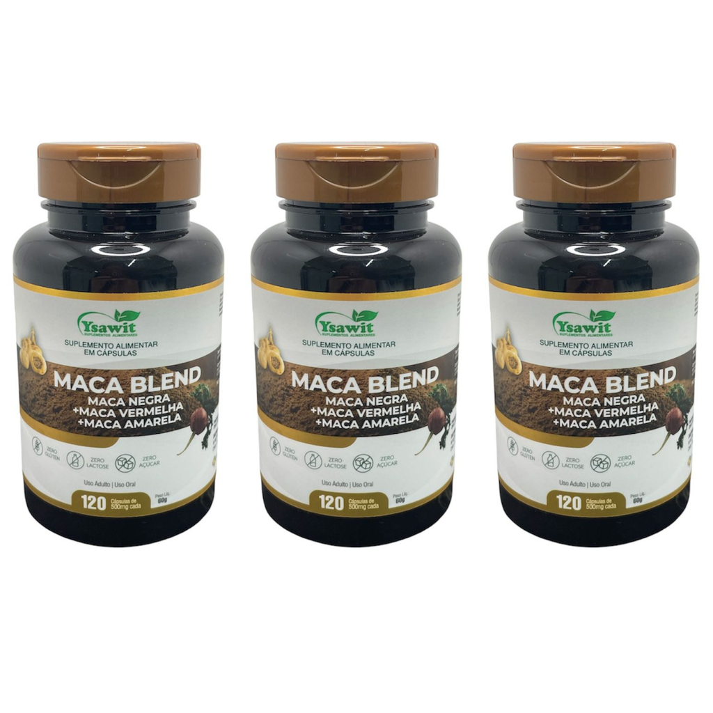 Kit De 3 Suplementos Maca Blend Fórmula Extrema Alta Potência 120 Caps