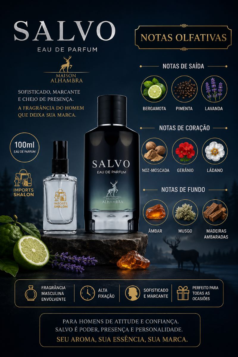 Mini Perfume Salvo 10ml Fragrância Amadeirada Marcante
