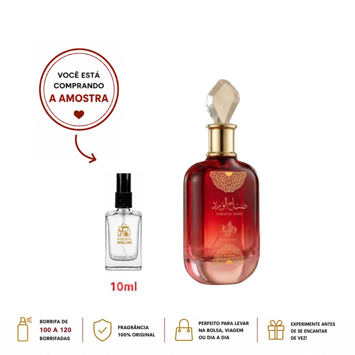 Mini Perfume Sabah Al Ward Valentine 10ml Floral Doce