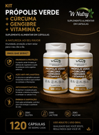 2 Suplementos Própolis Verde + Cúrcuma e Gengibre Vitamina