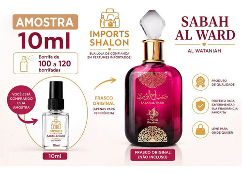 Sabah Al Ward 10ml Perfume Feminino Elegância Árabe