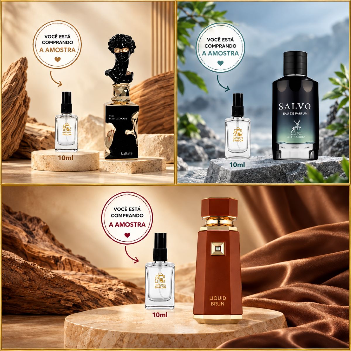 3 Mini Perfume 10ml His Confession Salvo Liquid Brun