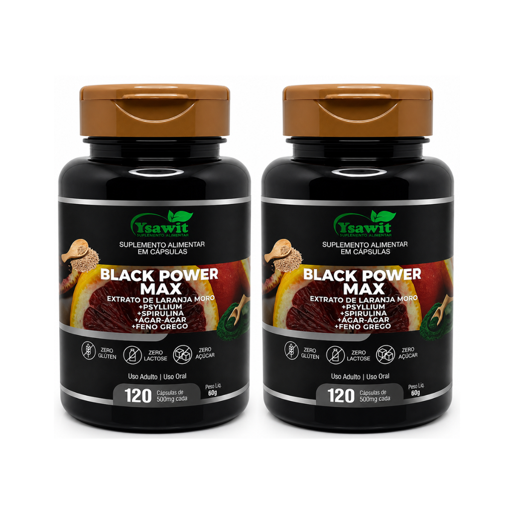 2 Suplementos Black Power Max Fórmula Alta Potência 2x120 Caps