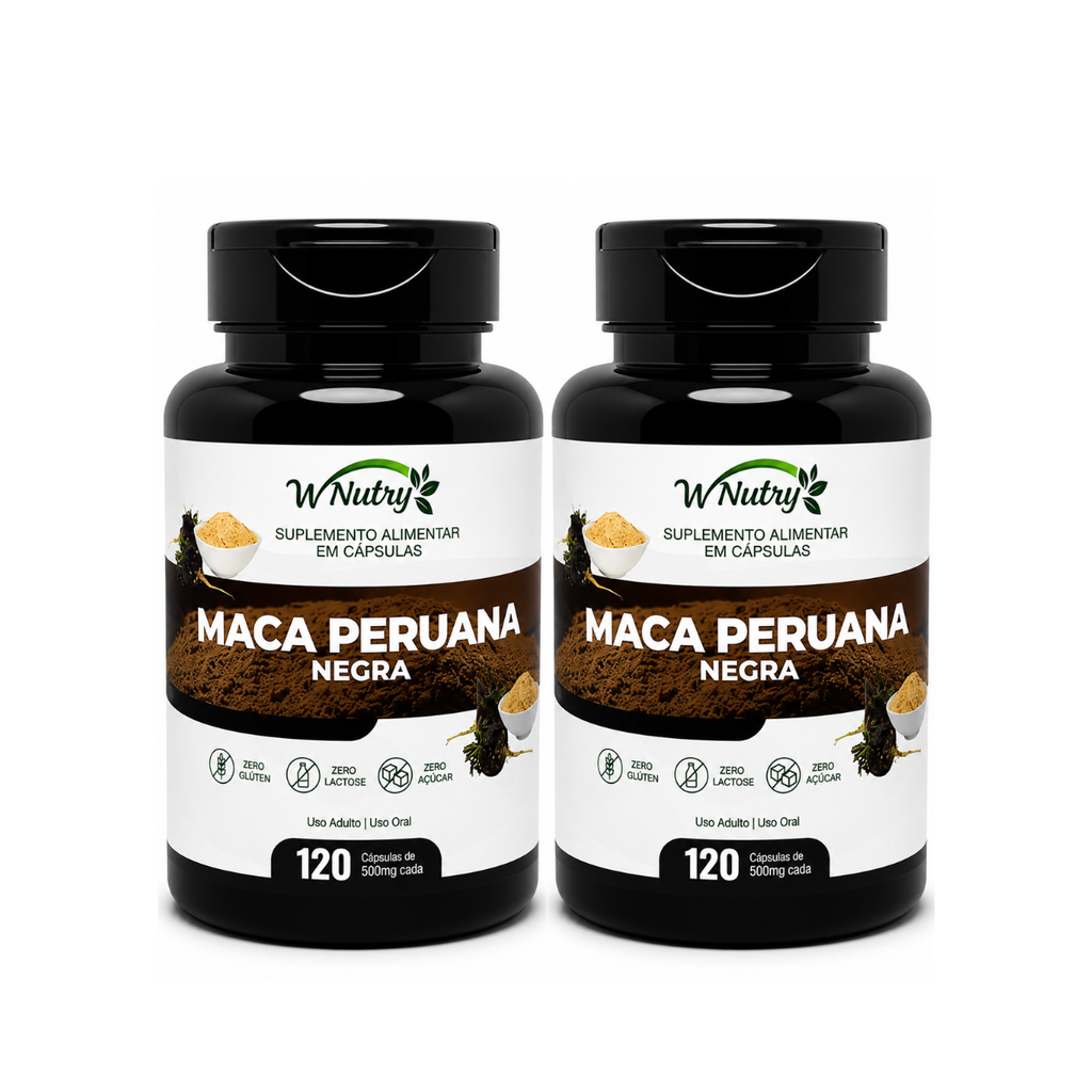 2 Suplementos Maca Peruana Negra Fórmula Premium Alta Potência 2x120 Caps