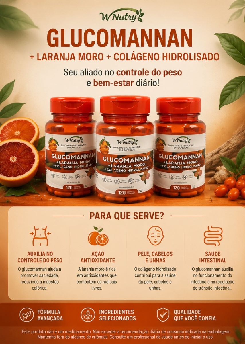 Kit 3 Suplementos Glucomannan + Laranja Moro E Colágeno Hidrolisado