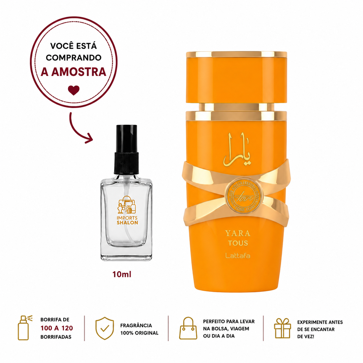 Yara Tous Lattafa 10ml Fragrância Feminina Sofisticada