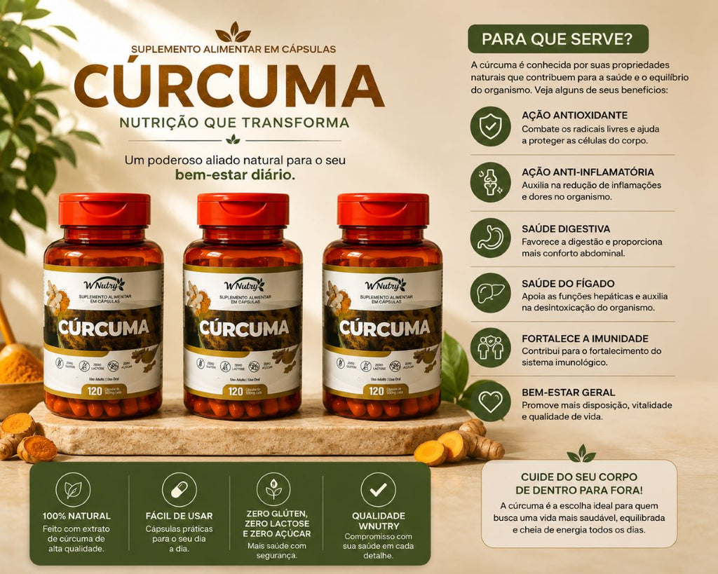 3 Suplementos Cúrcuma 3x120 Cáps Wnutry Antioxidante Natural