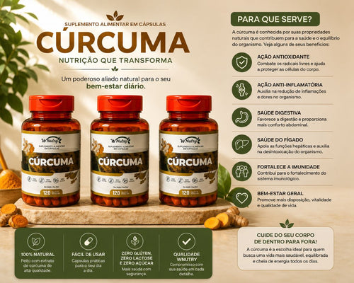 3 Suplementos Cúrcuma 3x120 Cáps Wnutry Antioxidante Natural