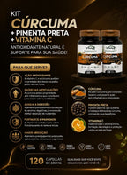 2 Suplementos Cúrcuma + Pimenta Preta + Vitamina C 2x120 Caps
