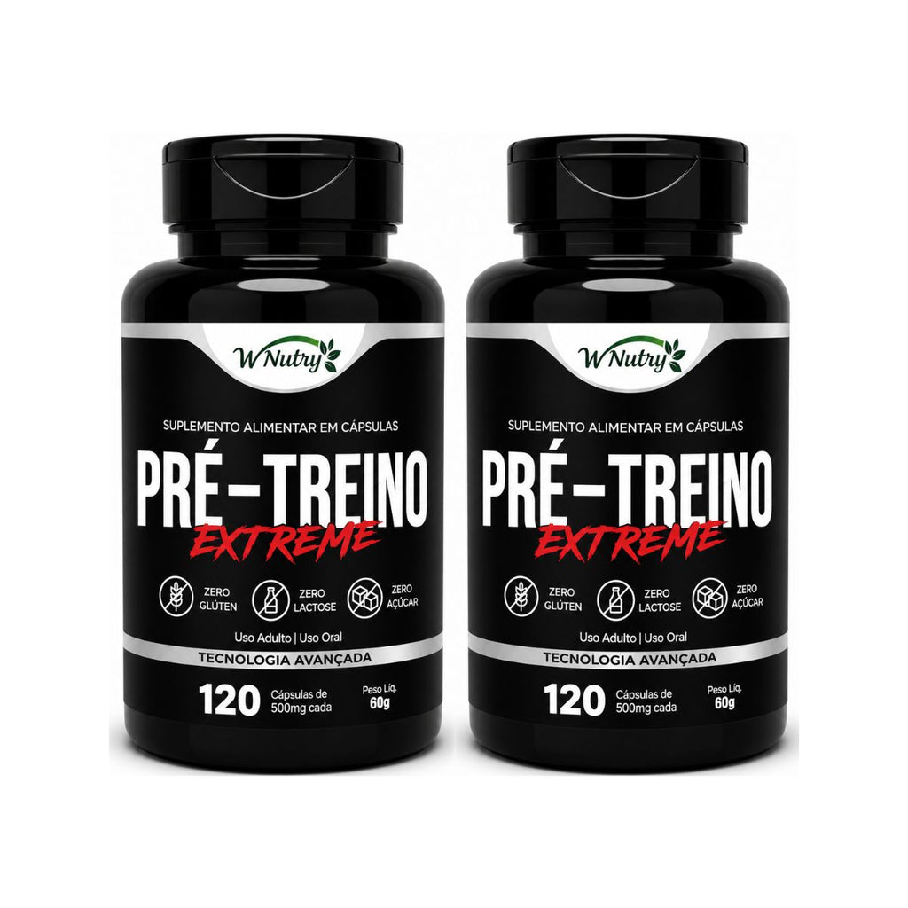 2 Suplementos Pré-Treino Extreme Fórmula Premium Alta Potência 2x120 Caps
