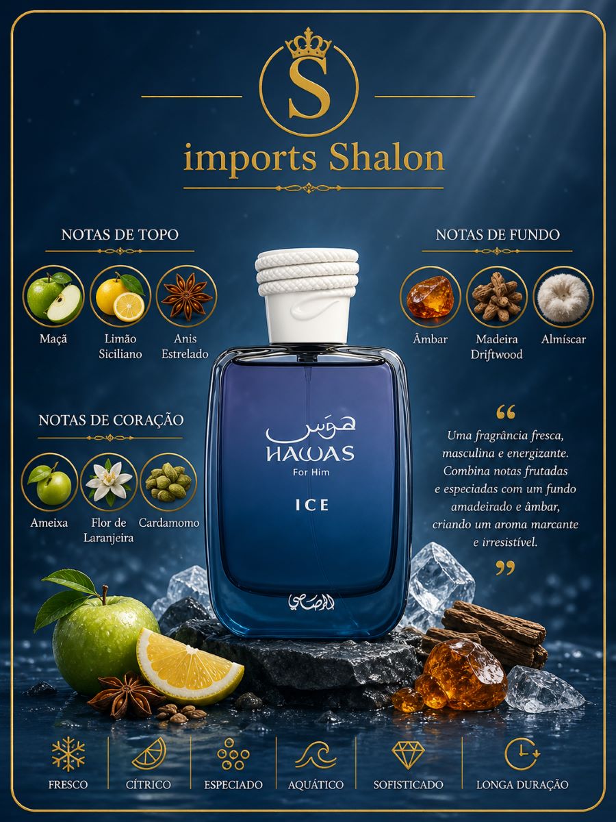Hawas For Him Ice Perfume Masculino Fresco Marcante