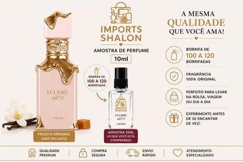 Eclaire Lattafa Perfume Feminino 10ml Doce E Longa Fixação