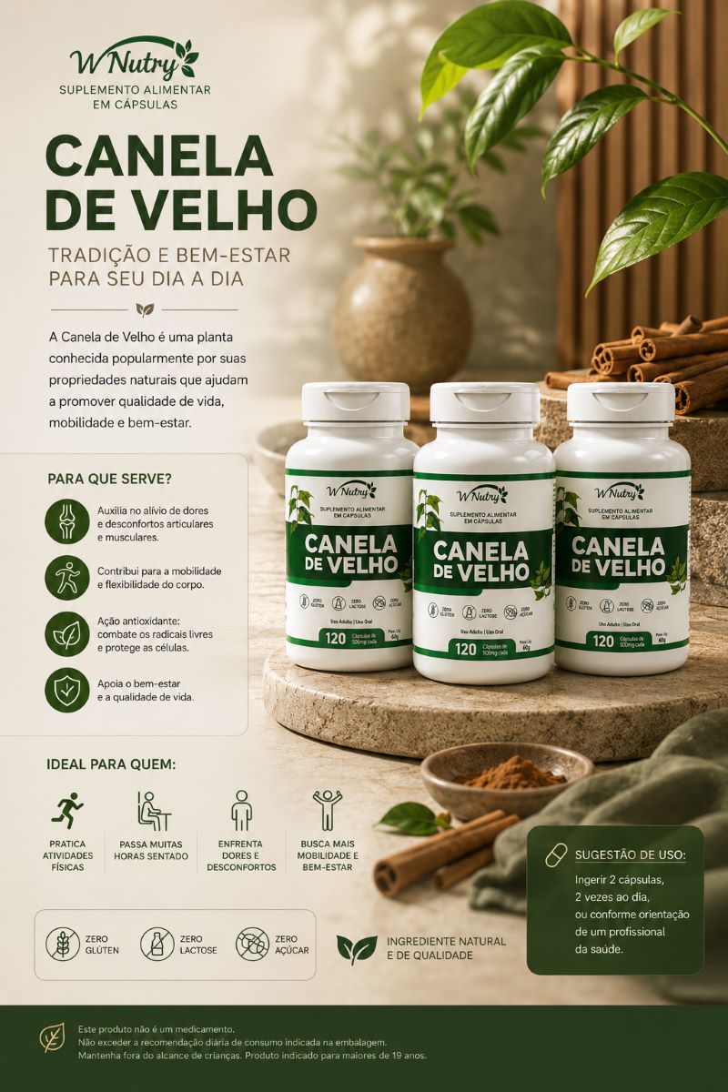 3 Suplementos Canela De Velho 120 Capsulas Articulações