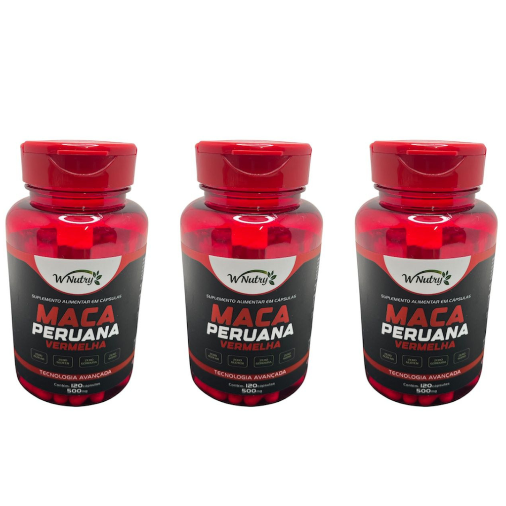 Kit De 3 Suplementos Maca Peruana Vermelha Energia E Vitalidade