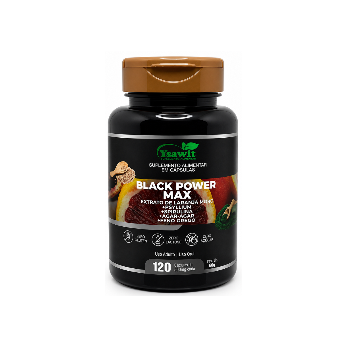 Suplemento Black Power Max Fórmula Extrema Alta Potência 120 Caps