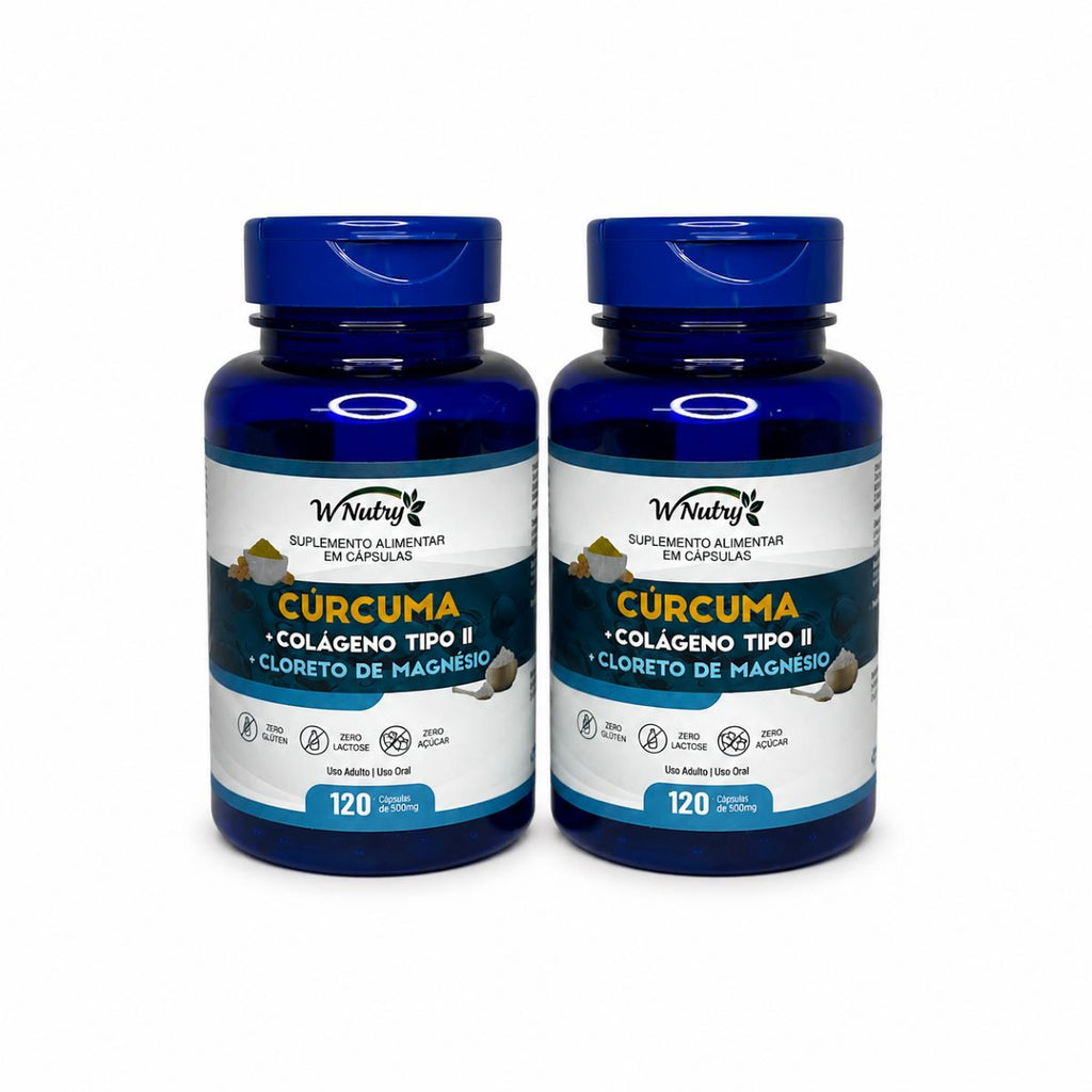 2 Suplementos Cúrcuma Colágeno Tipo-2 Magnésio 2x120 Caps