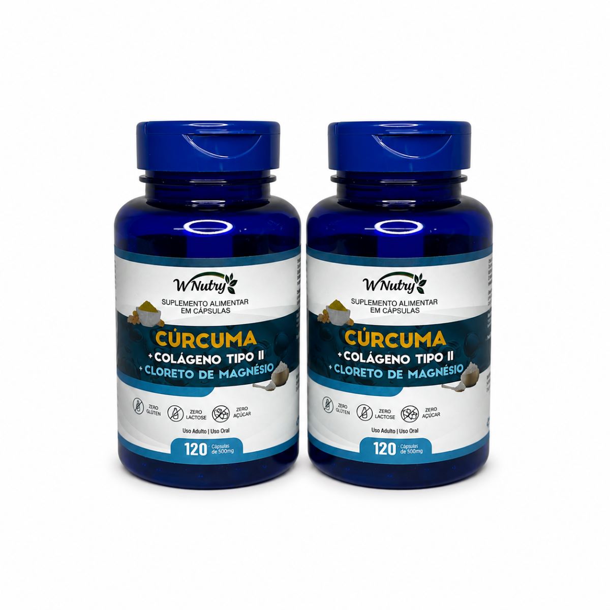 2 Suplementos Cúrcuma Colágeno Tipo-2 Magnésio 2x120 Caps