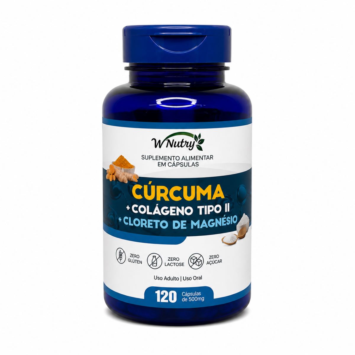 Suplemento Cúrcuma Colágeno Tipo-2 Magnésio 120 Caps