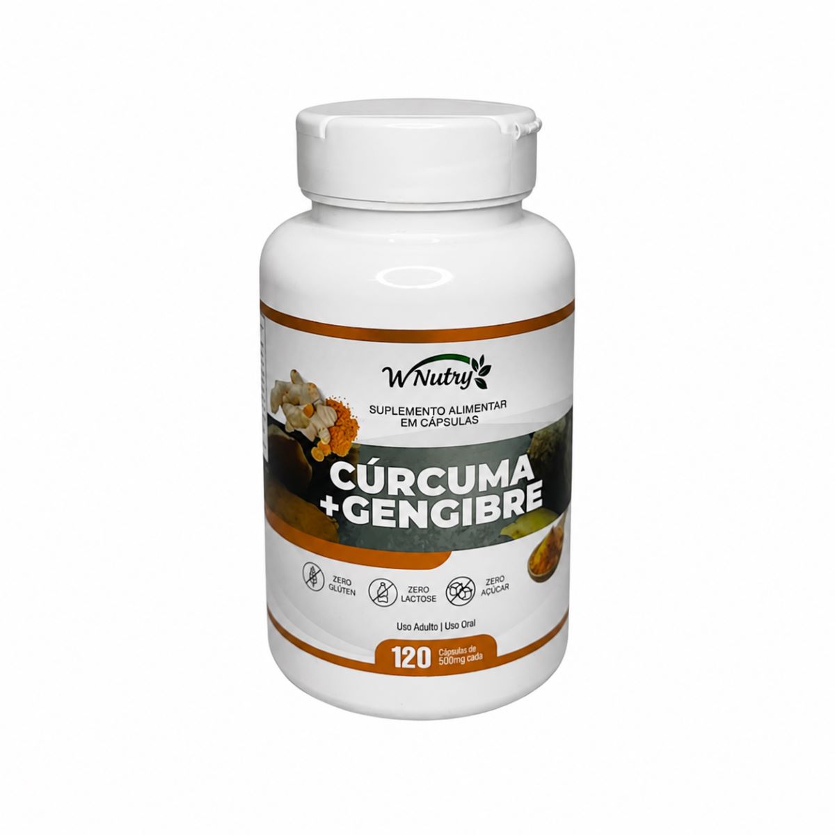 Suplemento Cúrcuma + Gengibre Wnutry 120 Caps Poder Natural