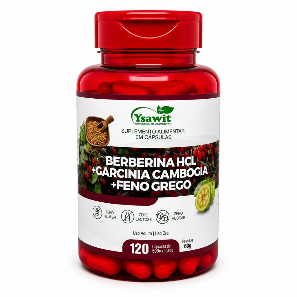 Suplemento Berberina HLC + Garcinia Cambogia E Feno Grego Power