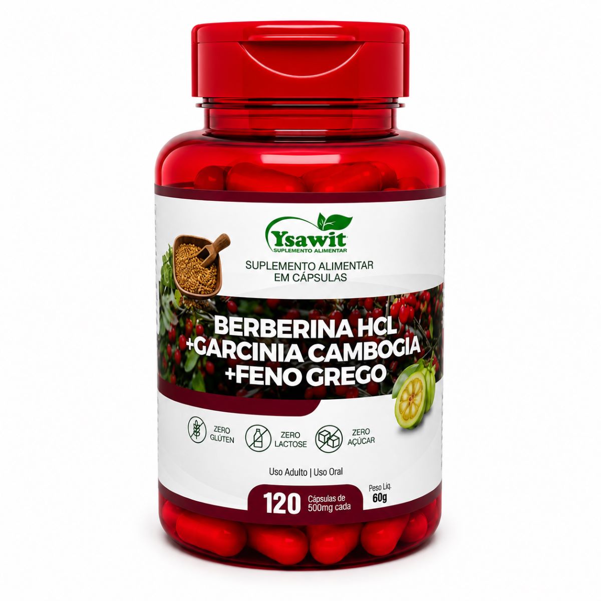 Suplemento Berberina HLC + Garcinia Cambogia E Feno Grego Power