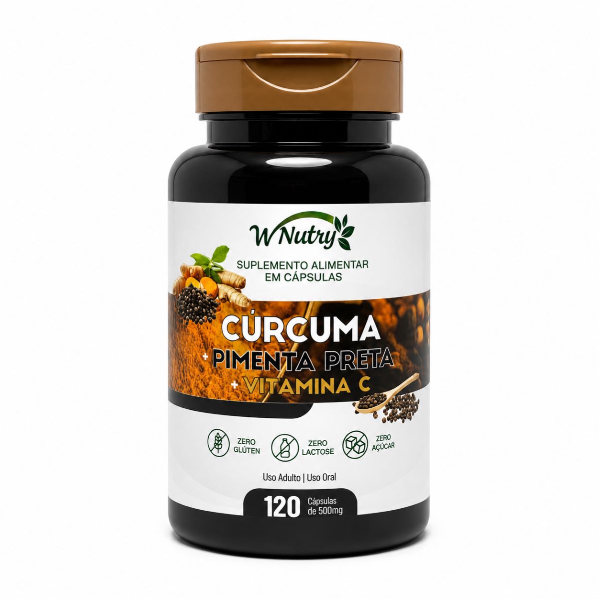 Suplemento Cúrcuma + Pimenta Preta + Vitamina C 120 Caps