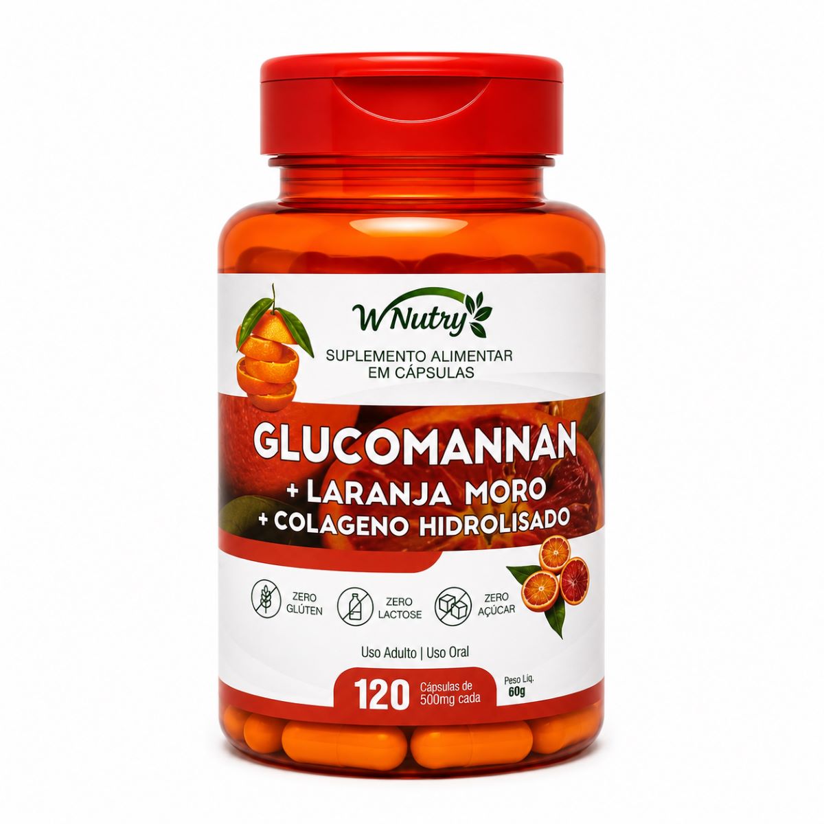 Suplemento Glucomannan + Laranja Moro E Colágeno Hidrolisado Fit