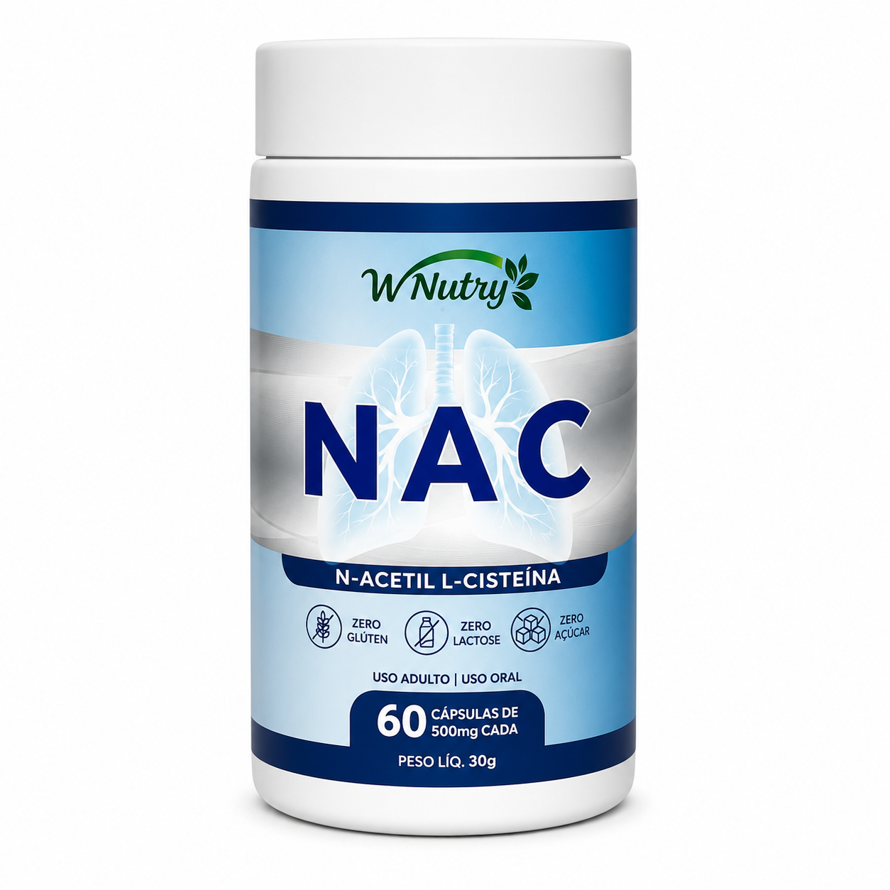 Suplemento NAC Acetilcisteína 60 Cápsulas Antioxidante Pulmões