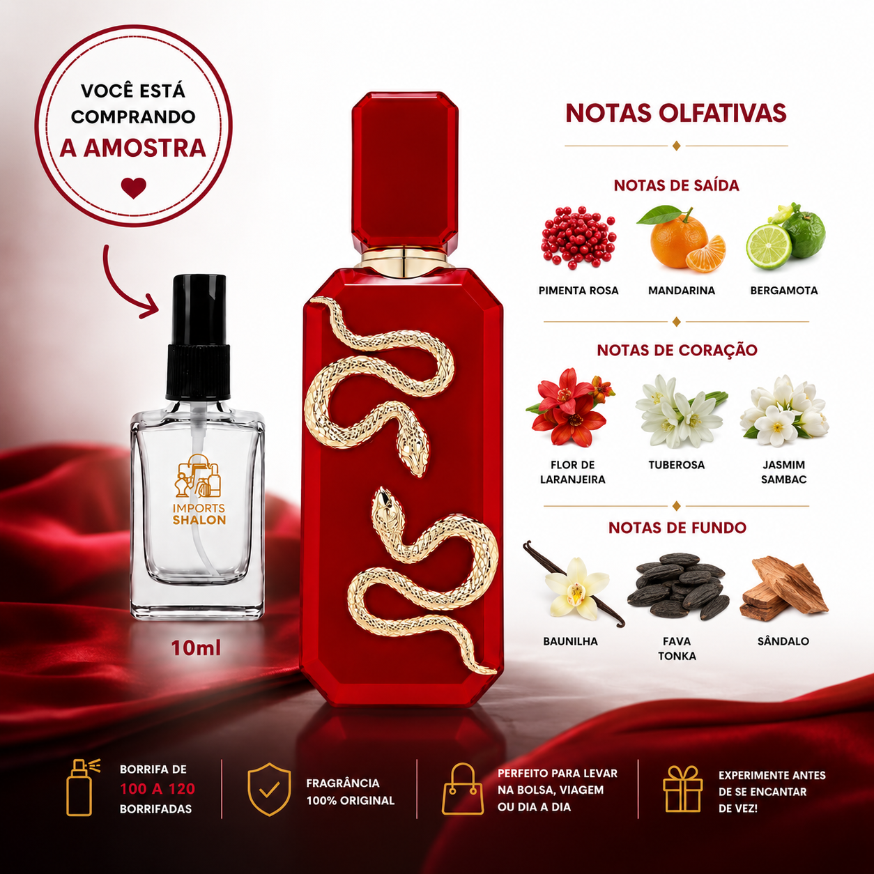 Veneno Scarlet 10ml Fragrância Exclusiva e Elegante