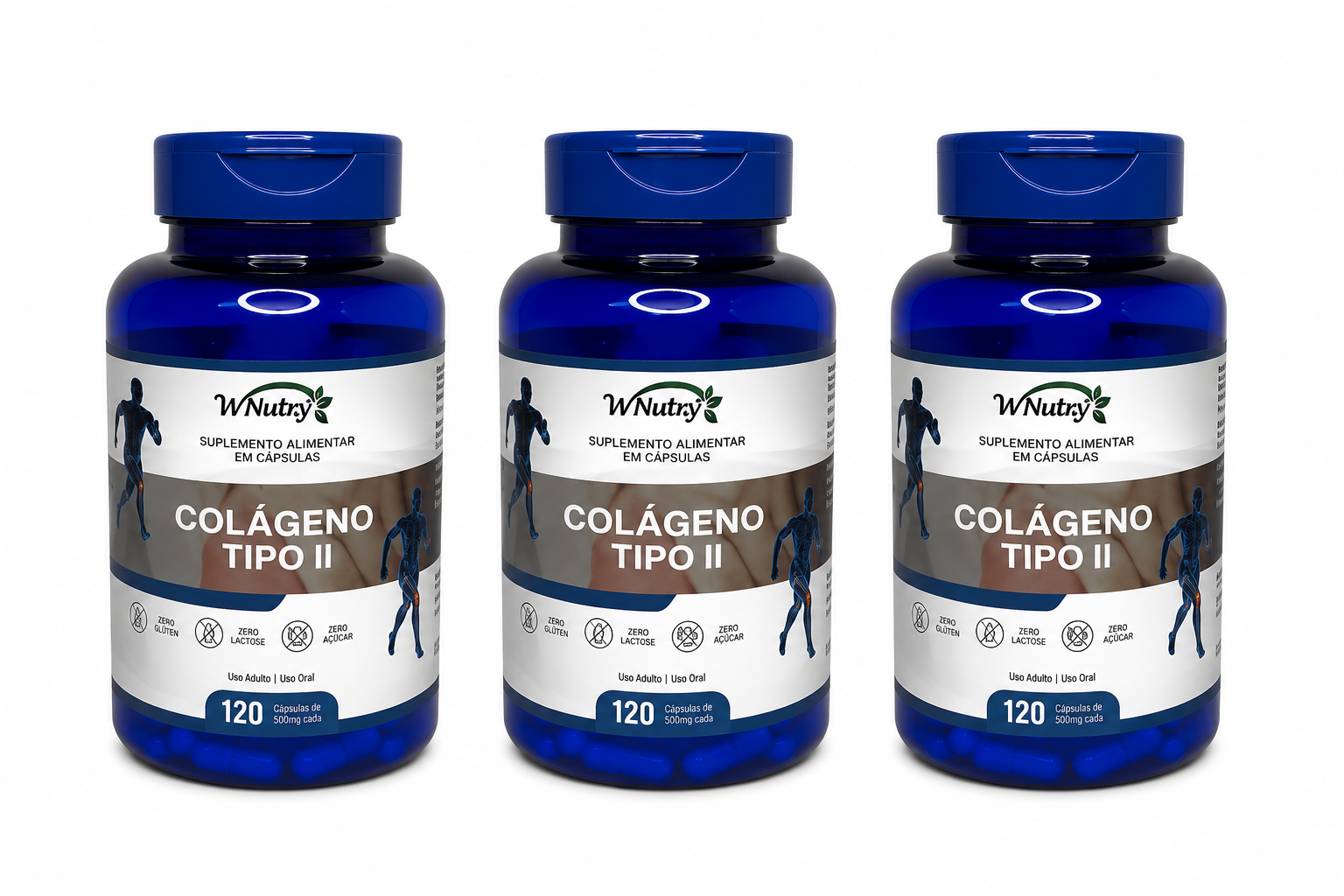 Kit 3 Suplementos Colágeno Tipo-2 3x120 Cáps Articulações