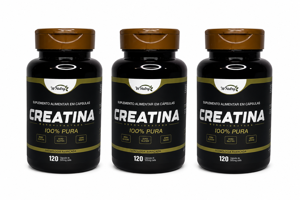 3 Suplementos Creatina  3x120 Cáps Monohidratada 100% Pura