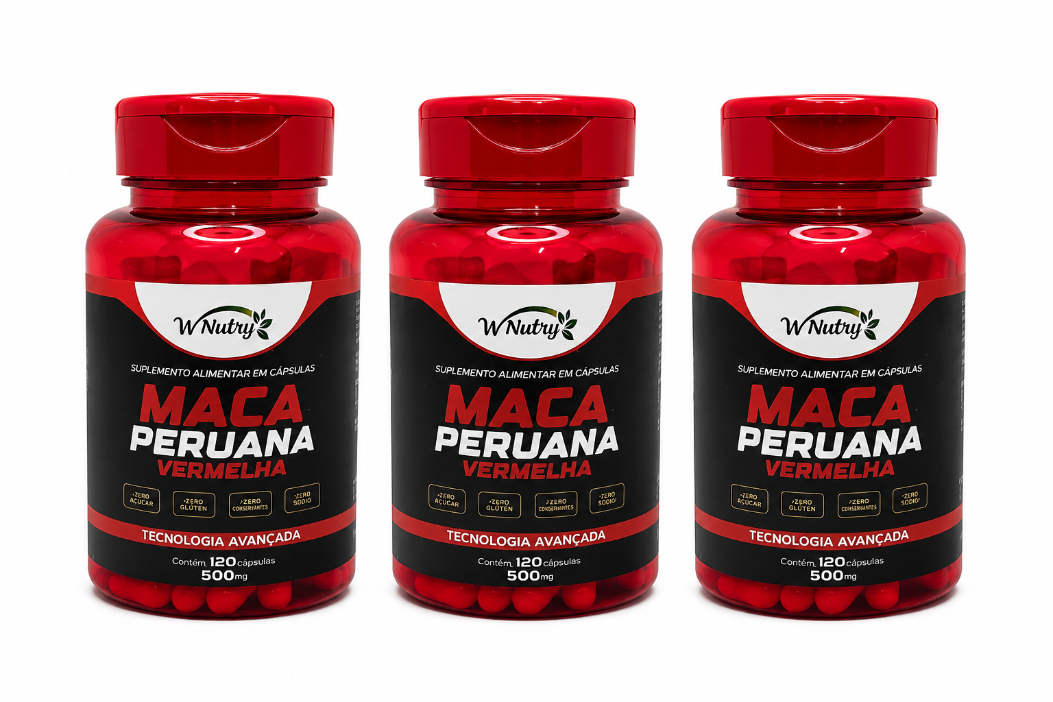 Kit De 3 Suplementos Maca Peruana Vermelha Energia E Vitalidade
